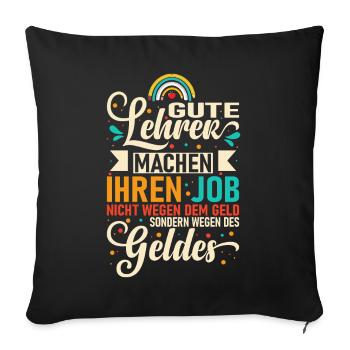 Lustiger Lehrer Grammatik Spruch für Schüler - Sofakissenbezug 45 x 45 cm - Schwarz - Vorne