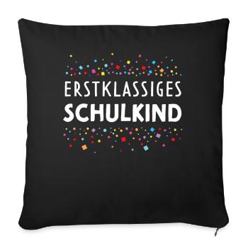Erstklassiges Schulkind Schulanfang Schulanfänger - Sofakissenbezug 45 x 45 cm - Schwarz - Vorne