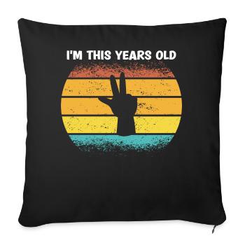 Je suis cette année Vintage 3e anniversaire enfants - Housse de coussin décorative 45 x 45 cm - noir - Devant