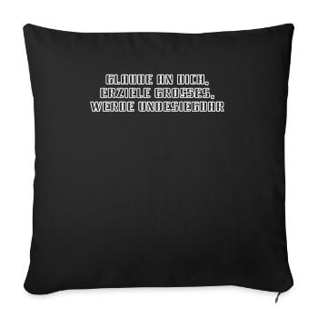 Fitness - Glaube an dich, erziele Großes, werde - Sofakissenbezug 45 x 45 cm - Schwarz - Vorne