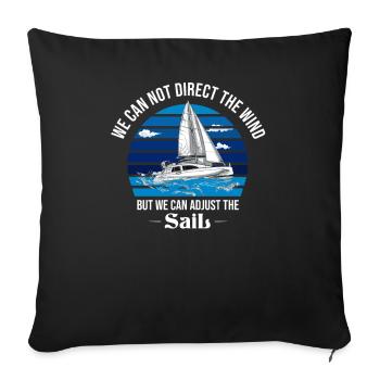 Sailor Voilier Voilier Voilier Yacht à voile - Housse de coussin décorative 45 x 45 cm - noir - Devant