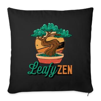 Bonsai Art Leafy Zen Japanese Culture Flower Pot - Sofa pillowcase 17,3'' x 17,3'' (45 x 45 cm) - black - Front