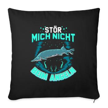Lustiges Stör Angler Geschenk für Fischer Angeln - Sofakissenbezug 45 x 45 cm - Schwarz - Vorne