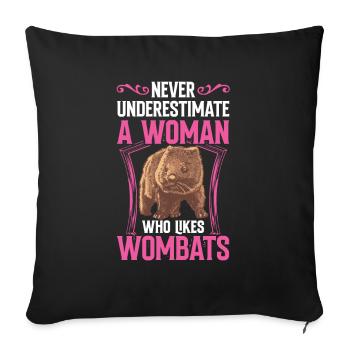 Woman Loving Wombat Australia Marsupial - Sofa pillowcase 17,3'' x 17,3'' (45 x 45 cm) - black - Front