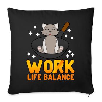 Cuisine de chat au wok - Housse de coussin décorative 45 x 45 cm - noir - Devant