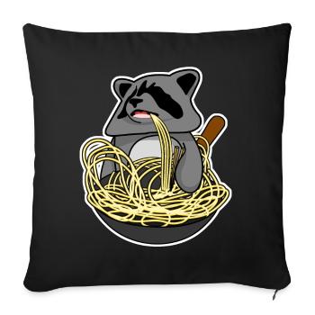 Wok Pan Raton laveur - Housse de coussin décorative 45 x 45 cm - noir - Devant