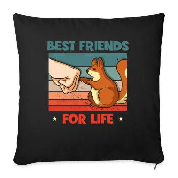 Meilleurs amis pour la vie Écureuil gris - Housse de coussin décorative 45 x 45 cm - noir - Devant