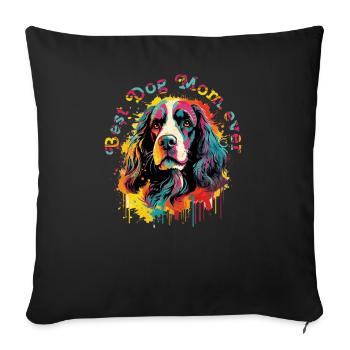 Hunde-Mama Hunderasse Englisch Springer-Spaniel - Sofakissenbezug 45 x 45 cm - Schwarz - Vorne