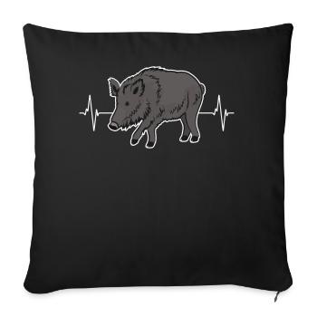 Wild Boar Heartbeat Nature-Loving Gift - Sofa pillowcase 17,3'' x 17,3'' (45 x 45 cm) - black - Front