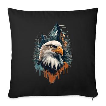 Nature in perfection: eagles and mountain peaks united - Sofa pillowcase 17,3'' x 17,3'' (45 x 45 cm) - black - Front