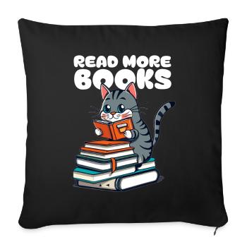 Little cat loves books and reads a book - Sofa pillowcase 17,3'' x 17,3'' (45 x 45 cm) - black - Front