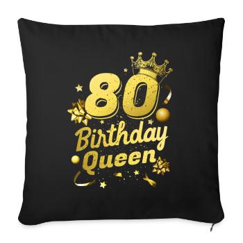 Reine d’anniversaire 80 - Housse de coussin décorative 45 x 45 cm - noir - Devant