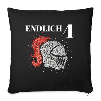 Endlich 4 Vier Ritter Ritterhelm Kostümersatz - Sofakissenbezug 45 x 45 cm - Schwarz - Vorne
