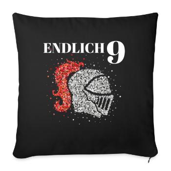 Endlich 9 neun Ritter Ritterhelm Kostümersatz - Sofakissenbezug 45 x 45 cm - Schwarz - Vorne