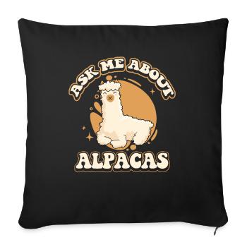 Ask Me About Alpacas Huacaya Lama Pako - Sofa pillowcase 17,3'' x 17,3'' (45 x 45 cm) - black - Front
