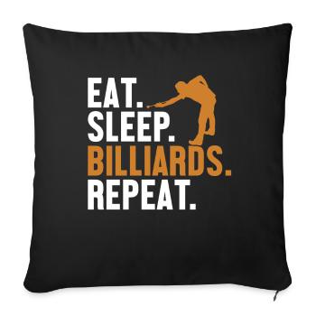 Eat Sleep Billiards Repeat Billiard Table Billiards - Sofa pillowcase 17,3'' x 17,3'' (45 x 45 cm) - black - Front