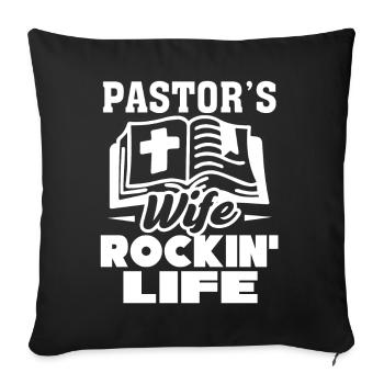Pastor Pastor's Wife Rockin Life - Sofa pillowcase 17,3'' x 17,3'' (45 x 45 cm) - black - Front