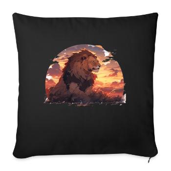 Lion, Chat Sauvage, Tête De Lion, Lion, Bébé, Gros Chat - Housse de coussin décorative 45 x 45 cm - noir - Devant