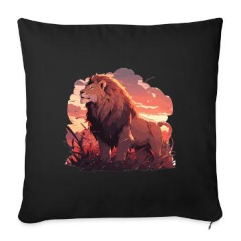 Lion, Wildcat, Lion's Head, Lion, Baby, Big Cat - Sofa pillowcase 17,3'' x 17,3'' (45 x 45 cm) - black - Front