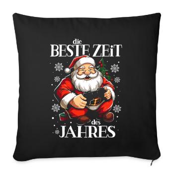 WEIHNACHTEN BESTE ZEIT DES JAHRES GAMER GAMING - Sofakissenbezug 45 x 45 cm - Schwarz - Vorne