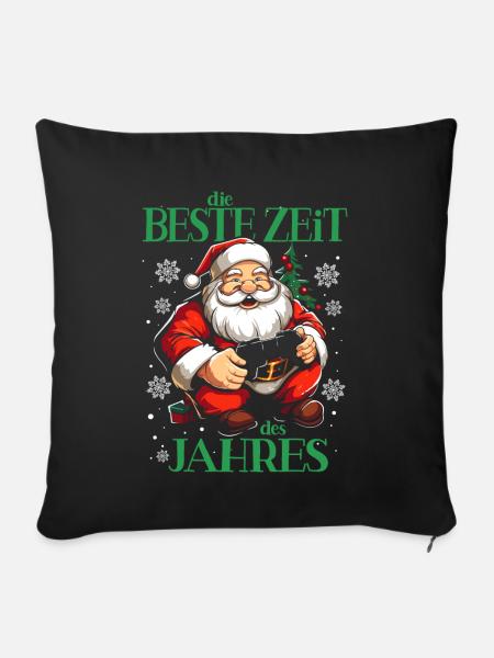 WEIHNACHTEN BESTE ZEIT DES JAHRES GAMING GAMER - Sofakissenbezug 45 x 45 cm - Schwarz