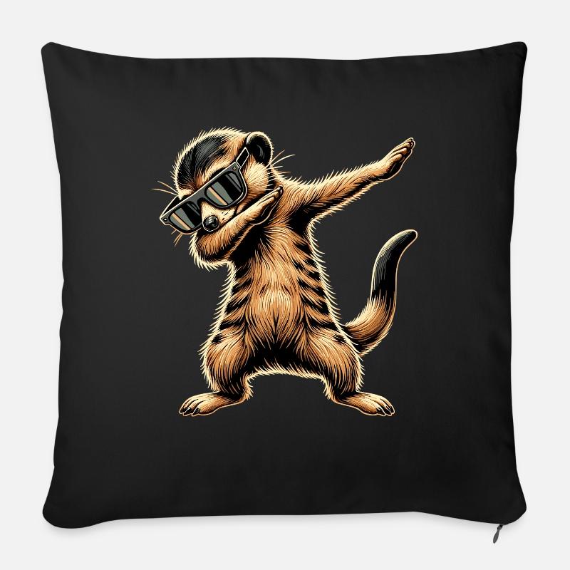 Dabbing Erdmännchen mit Sonnenbrille Cool Erdmännchen - Sofakissenbezug 45 x 45 cm - Schwarz
