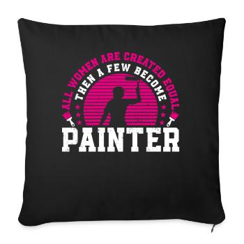 Peintre en bâtiment Décorateur Femme - Housse de coussin décorative 45 x 45 cm - noir - Devant