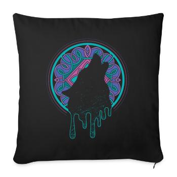 Loup Loups Lune Clin d’œil Guerrier Médiéval - Housse de coussin décorative 45 x 45 cm - noir - Devant