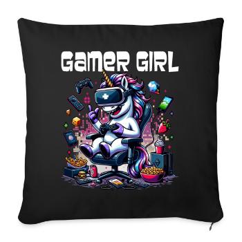 Gamer Girl Gaming & Gamer Femmes & Filles - Housse de coussin décorative 45 x 45 cm - noir - Devant