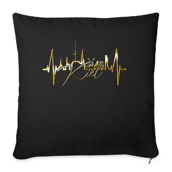 Kiel Skyline Heartbeat Fan Heart Love Love Kieler - Housse de coussin décorative 45 x 45 cm - noir - Devant