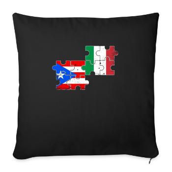 Porto Rico Italie Vintage drapeau portoricain - Housse de coussin décorative 45 x 45 cm - noir - Devant