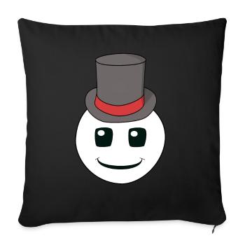 Friendly Cute Emotions Feelings Face Hat - Sofa pillowcase 17,3'' x 17,3'' (45 x 45 cm) - black - Front