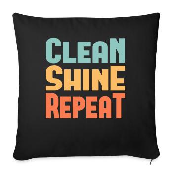Clean Shine Repeat Detailer Accordeur d’amoureux de voiture - Housse de coussin décorative 45 x 45 cm - noir - Devant