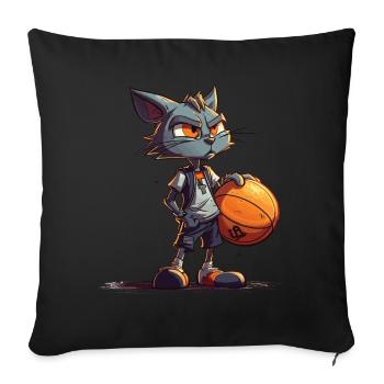 Cat Basketball Player Ball Game - Sofakissenbezug 45 x 45 cm - Schwarz - Vorne