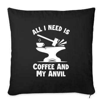 Le café et mon enclume forgeron forgeron - Housse de coussin décorative 45 x 45 cm - noir - Devant
