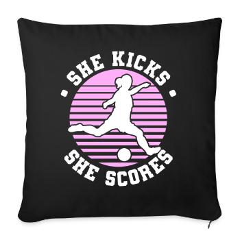 Women's Soccer, Women's Soccer, Women's Soccer - Sofa pillowcase 17,3'' x 17,3'' (45 x 45 cm) - black - Front