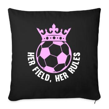 Soccer féminin, Football féminin, Football féminin - Housse de coussin décorative 45 x 45 cm - noir - Devant