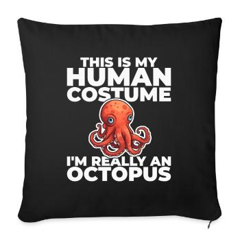 Funny Octopus Kraken Ocean Squid Tintenfisch - Sofakissenbezug 45 x 45 cm - Schwarz - Vorne