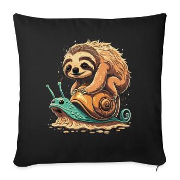 Sloth in the fast lane - Sofa pillowcase 17,3'' x 17,3'' (45 x 45 cm) - black - Front
