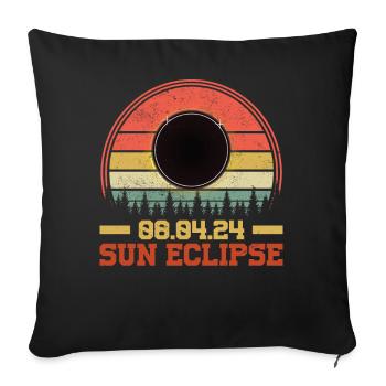 Total Solar Eclipse Usa April 8, 2024 - Sofa pillowcase 17,3'' x 17,3'' (45 x 45 cm) - black - Front