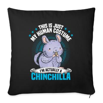 Chinchilla Costume Rongeur Souris Laineuse - Housse de coussin décorative 45 x 45 cm - noir - Devant