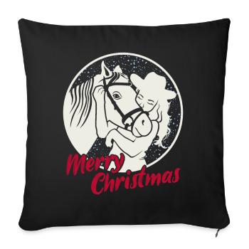 Cheval Amour Fille Joyeux Noël - Housse de coussin décorative 45 x 45 cm - noir - Devant