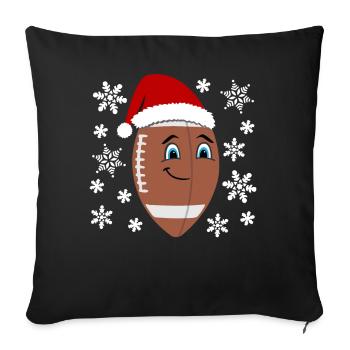 Festive Football Santa Hat - Sofa pillowcase 17,3'' x 17,3'' (45 x 45 cm) - black - Front