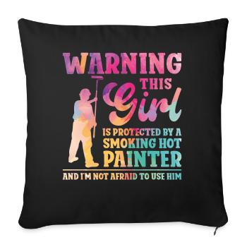 Peintre en bâtiment Décorateur Petite amie - Housse de coussin décorative 45 x 45 cm - noir - Devant