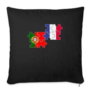 Portugal France Drapeau Français Portugais - Housse de coussin décorative 45 x 45 cm - noir - Devant