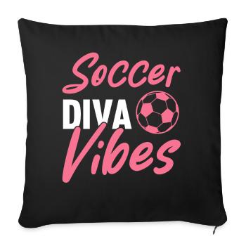 Soccer féminin, Football féminin, Football féminin - Housse de coussin décorative 45 x 45 cm - noir - Devant