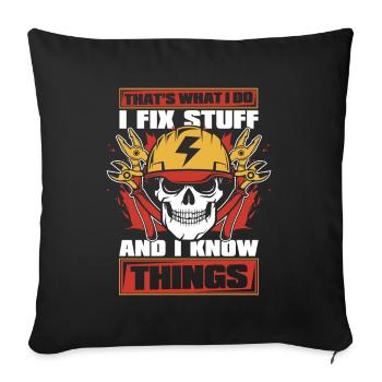 Je répare des trucs et je sais des choses Électricien - Housse de coussin décorative 45 x 45 cm - noir - Devant