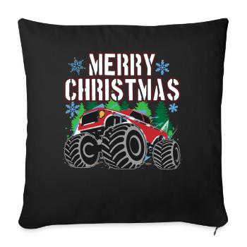 Cadeau de Noël camion festif ride - Housse de coussin décorative 45 x 45 cm - noir - Devant