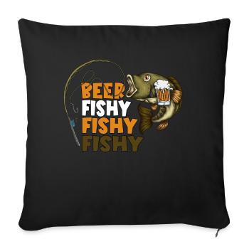 Bière pendant la pêche Jeu de mots Angel Beer FIshy - Housse de coussin décorative 45 x 45 cm - noir - Devant