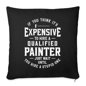 Peintre en bâtiment décorateur si vous - Housse de coussin décorative 45 x 45 cm - noir - Devant